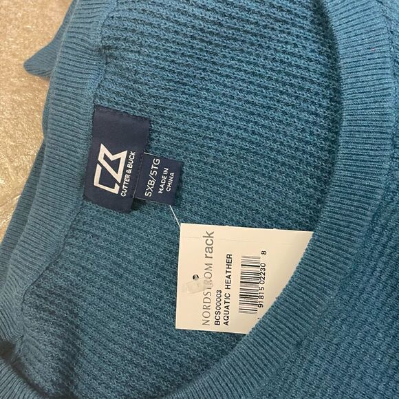 NEW Cutter & Buck Mens Lakemon Mixed Stitch Crewneck Sweater Size 5XB/5TG Blue - Picture 5 of 5
